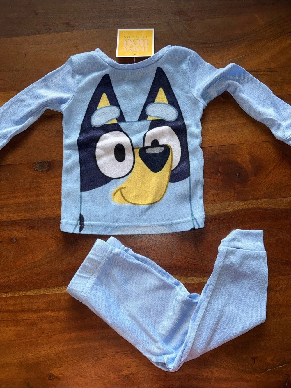 Light Blue Kids Pajama Set‎ with Playful Cartoon Face